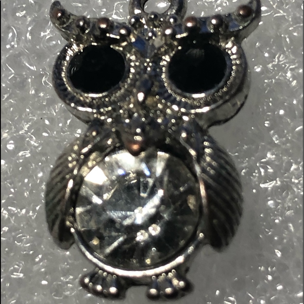 Vintage Owl rhinestones pendant